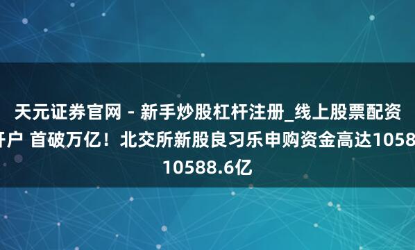 天元证券官网 - 新手炒股杠杆注册_线上股票配资官方开户 首破万亿！北交所新股良习乐申购资金高达10588.6亿